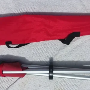 Red folding camping seat with tripod stand - Image 3