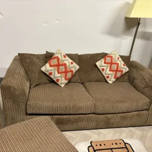 Brown Corduroy Sofa Set with Footstool - Image 6