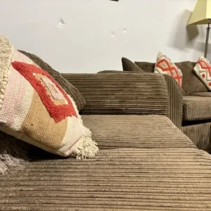 Brown Corduroy Sofa Set with Footstool - Image 7