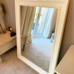 Large Off White Burwell Classic Wall Mirror with Bevel Edges - Image 2