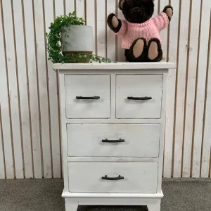 White 4-drawer bedside cabinets with 2 small and 2 large drawers - Image 2
