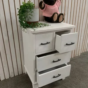 White 4-drawer bedside cabinets with 2 small and 2 large drawers - Image 4