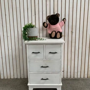 White 4-drawer bedside cabinets with 2 small and 2 large drawers
