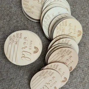 Wooden Birth Announcement Discs
