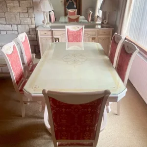 Italian dining table and chairs with sideboard