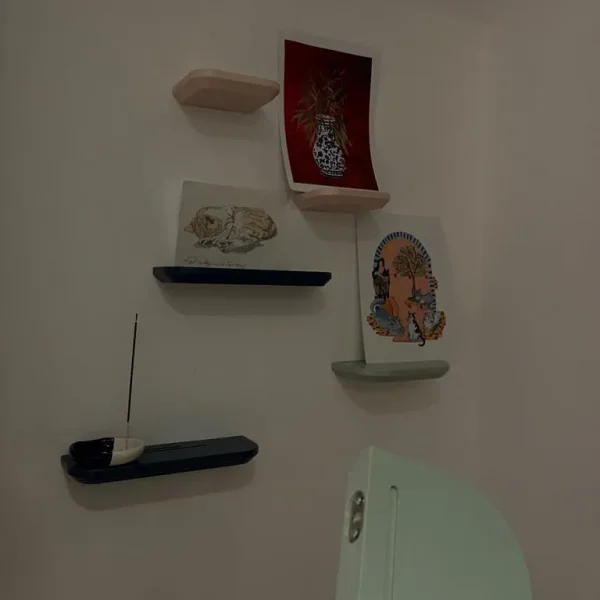 6x colourful pink green blue floating shelves from ikea