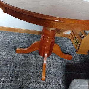 Round wooden Extendable Pedestal Dining Table - Image 2