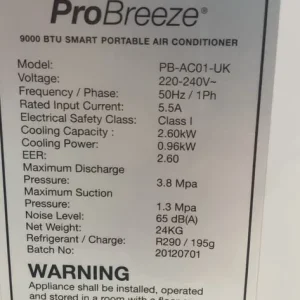 ProBreeze 9,000BTU Refrigerated AC with hose, remote, and instructions - Image 3