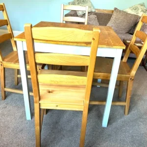 Pine Dining Table with Grey and Ladder Legs - Image 2