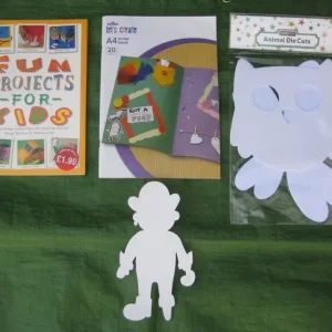 Scrap book with kids' craft cutouts