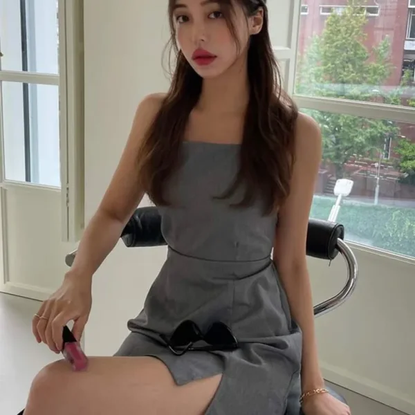 Split Hem Backless Cami Dress Sundress