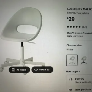 3 x white ikea malskar swivel chairs - Image 8