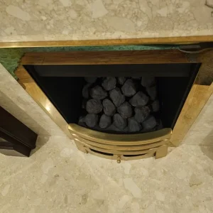Beautiful Gas Fire, marble and wood surround - Image 3