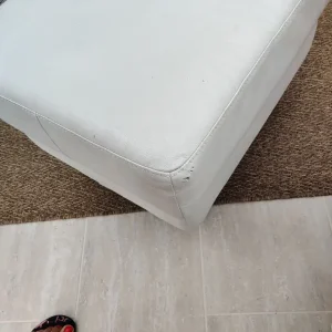 Comfy white real leather armchair and footstool - Image 3