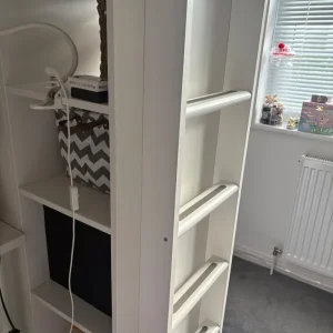 Ikea loft bed with desk, wardrobe and mattress - Image 5