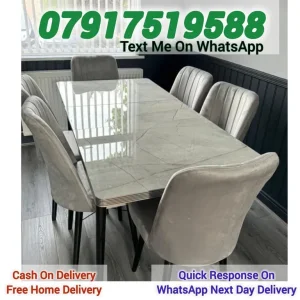 Wooden Dining Table with 6 Chairs and 4 Extra Chairs - Image 3