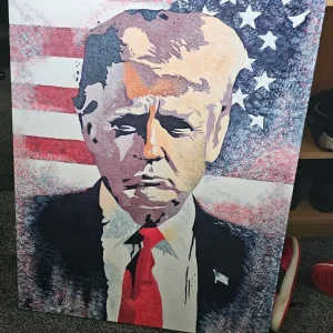 Canvas painting of a trumpet player
