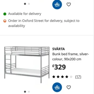 IKEA svarta metal bunk bed frame