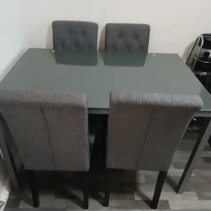Grey Glass Dining Table with Chairs - Image 2