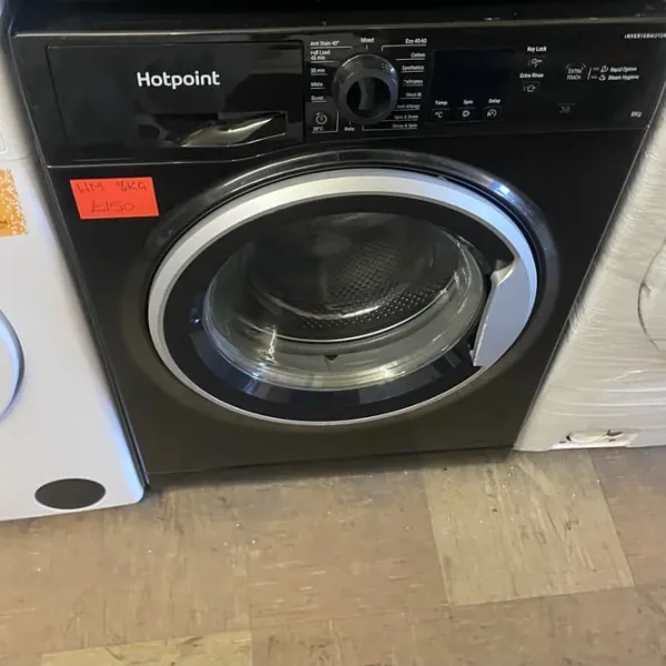 📞 BLACK HOTPOINT 8KG WASHING MACHINE