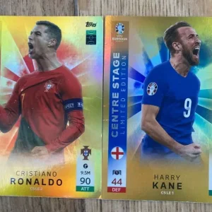 2024 Euros MatchAttax collectibe football cards: Kane and Ronaldo