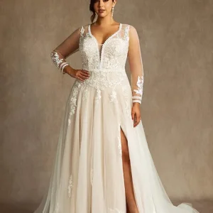 Wedding Dress - Plus Size Azazie Ariya Champagne/Diamond White - Image 4