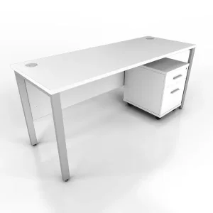 6 x White Straight Desk and Pedestal Set- 1600 x 600