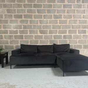 Scs Black Velvet Chaise Sofa RRP £999 - Image 3