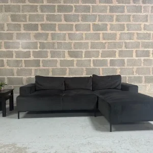 Scs Black Velvet Chaise Sofa RRP £999 - Image 6