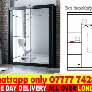 Bedroom mirror with wardrobe set