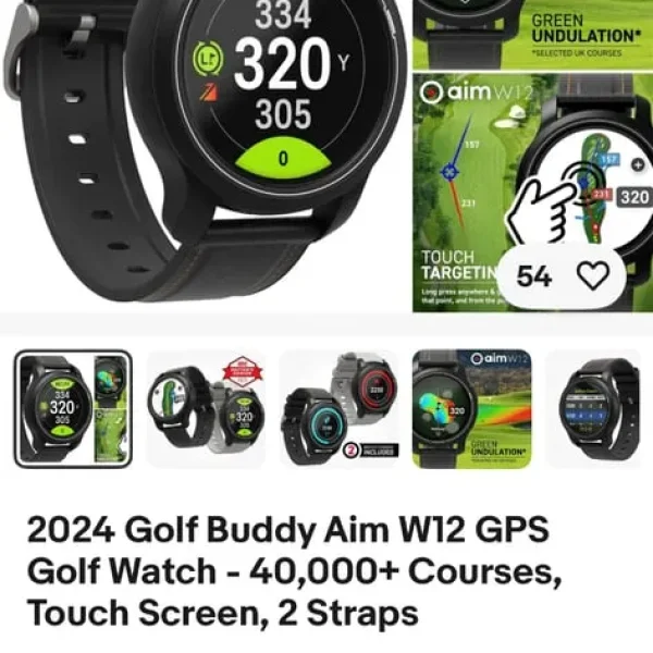 2024 Golf Buddy Aim W12 GPS over 40,000 courses