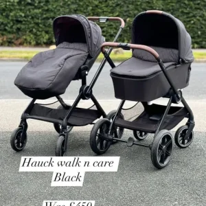 Hauck Walk n Care black pram and carrycot