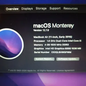 11-inch MacBook Air 2015 with Charger – Monterey, 1.6GHz i5, 4GB RAM, 128GB SSD - Image 4