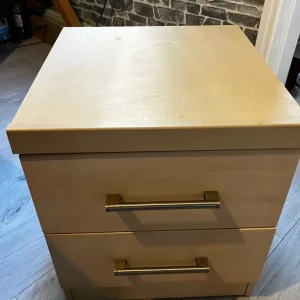 Heavy wooden bedside table