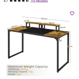 Large Wooden Black Desk - Image 8