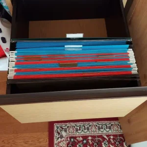 Lockable Wooden A4 File Cabinet with Many Folders - Image 5