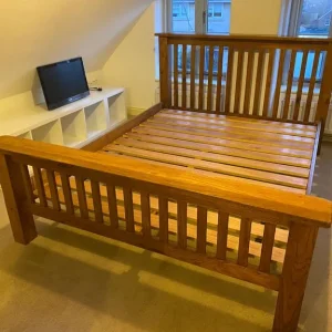 Rustic solid oak king size bed frame from Bensons for beds - Image 4