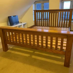 Rustic solid oak king size bed frame from Bensons for beds - Image 5