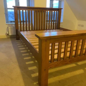 Rustic solid oak king size bed frame from Bensons for beds - Image 6