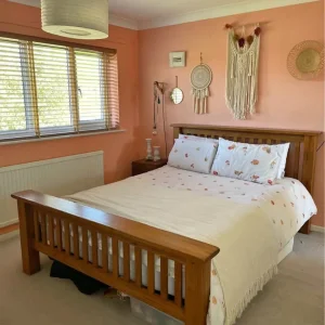 Rustic solid oak king size bed frame from Bensons for beds