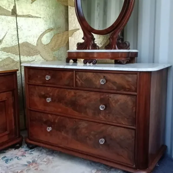 2 x Victorian chests + Victorian mahogany toilet mirror