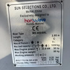 Honwave T40 SIB with 20HP engine and trailer - Image 8