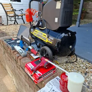 Ack50 air compressor with die grinder, nail gun, and tools - Image 4