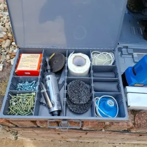 Ack50 air compressor with die grinder, nail gun, and tools - Image 6