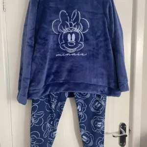 Ladies navy fleece Minnie Mouse pyjamas size 12-14 - Image 2