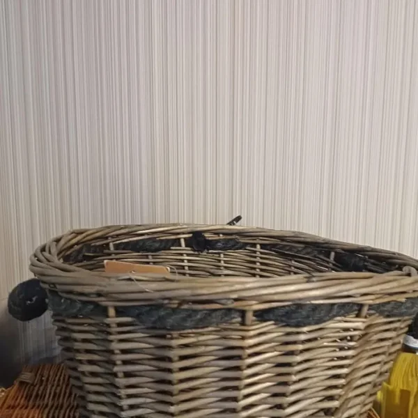 Grey Oval Woven Basket