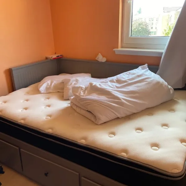 Set of double mattress, duvet, and two pillows