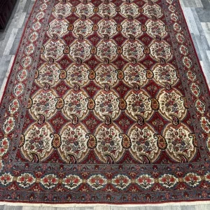 Rare antique handmade Persian Qom rug 340x220 cm 1800-1900 - Image 3