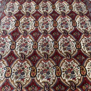 Rare antique handmade Persian Qom rug 340x220 cm 1800-1900 - Image 6