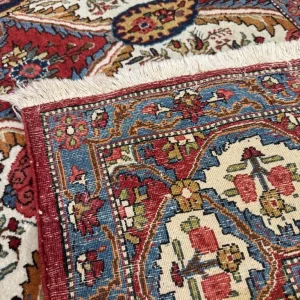 Rare antique handmade Persian Qom rug 340x220 cm 1800-1900 - Image 7